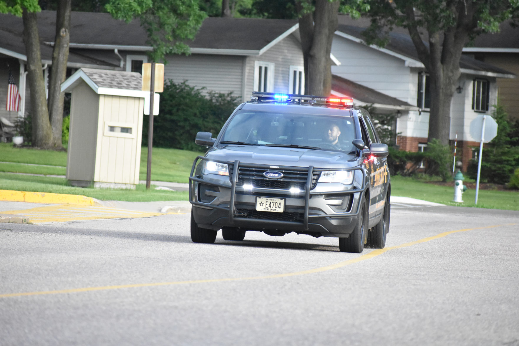 Squad car arrives on scene
